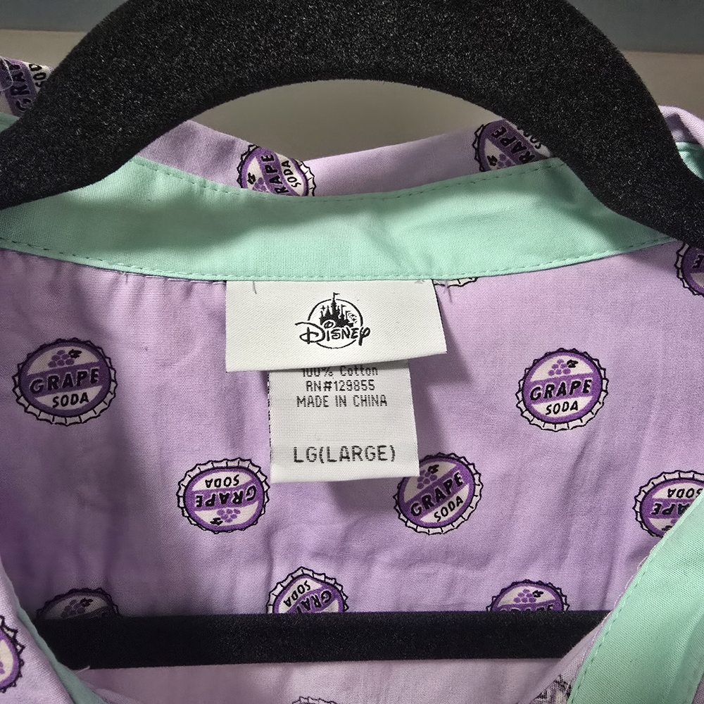 Disney Parks Pixar UP Grape Soda Button Up Camp shirt Sz L - Picture 5 of 6